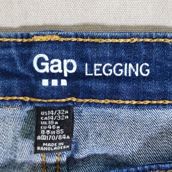 Gap Leggings/Jeggings mid rise skinny stretchy women's size 14 R ink blue colour - Picture 5 of 13